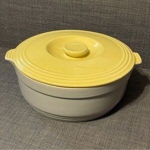 Collectible Hall Ovenware Covered Casserole General Electric Vintage Yellow Gray